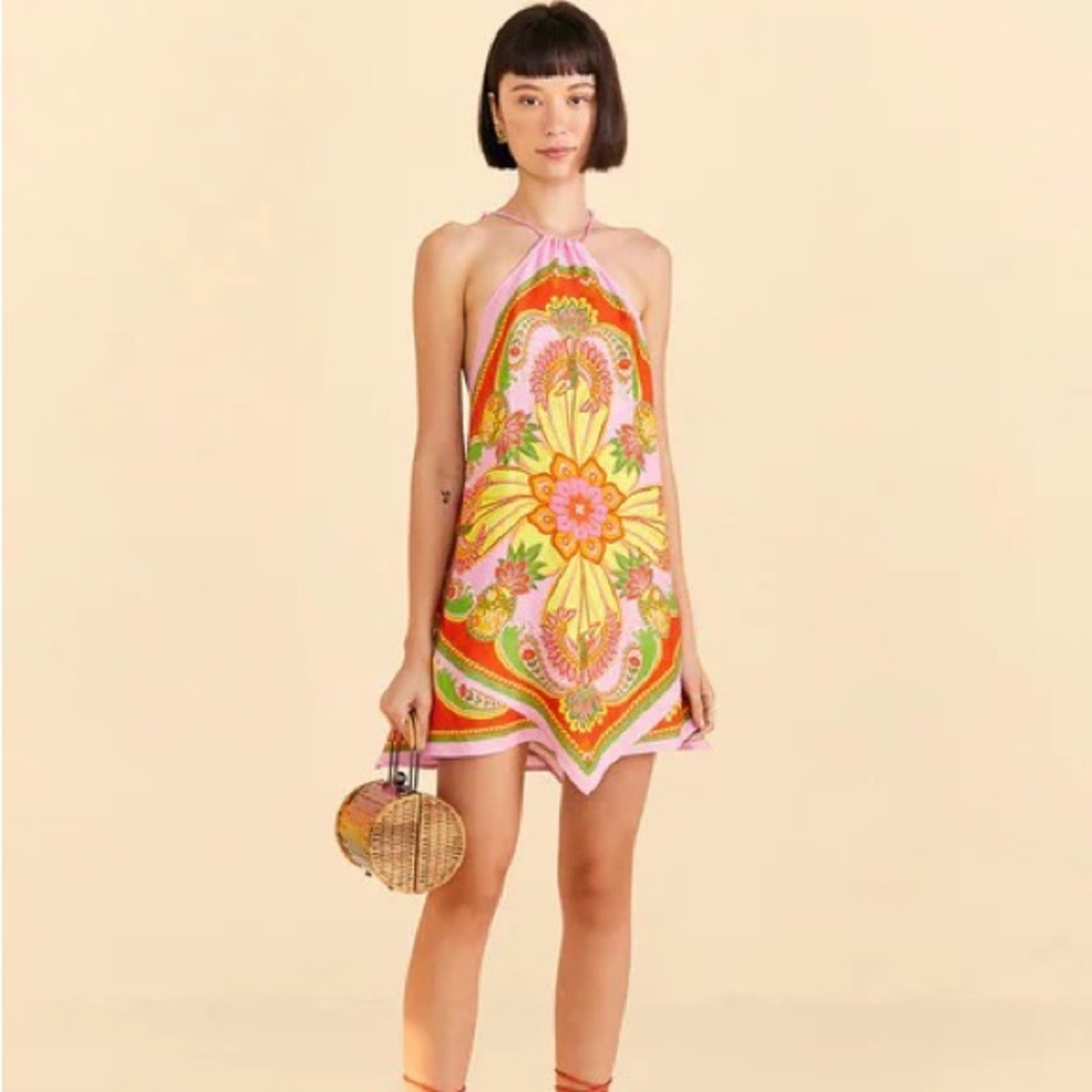 Farm Rio Toucans Scarf Mini Dress